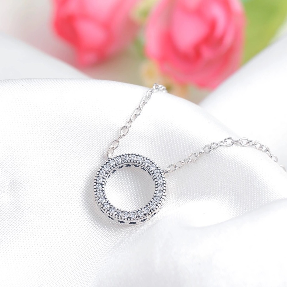 Silver Plated Necklace Pendant with CZ Stones - Picture 2 of 3